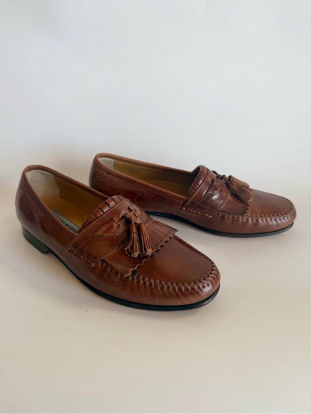 Johnston & Murphy Mens Loafers Tan Brown Leather Kiltie Tassel Size 8.5 M